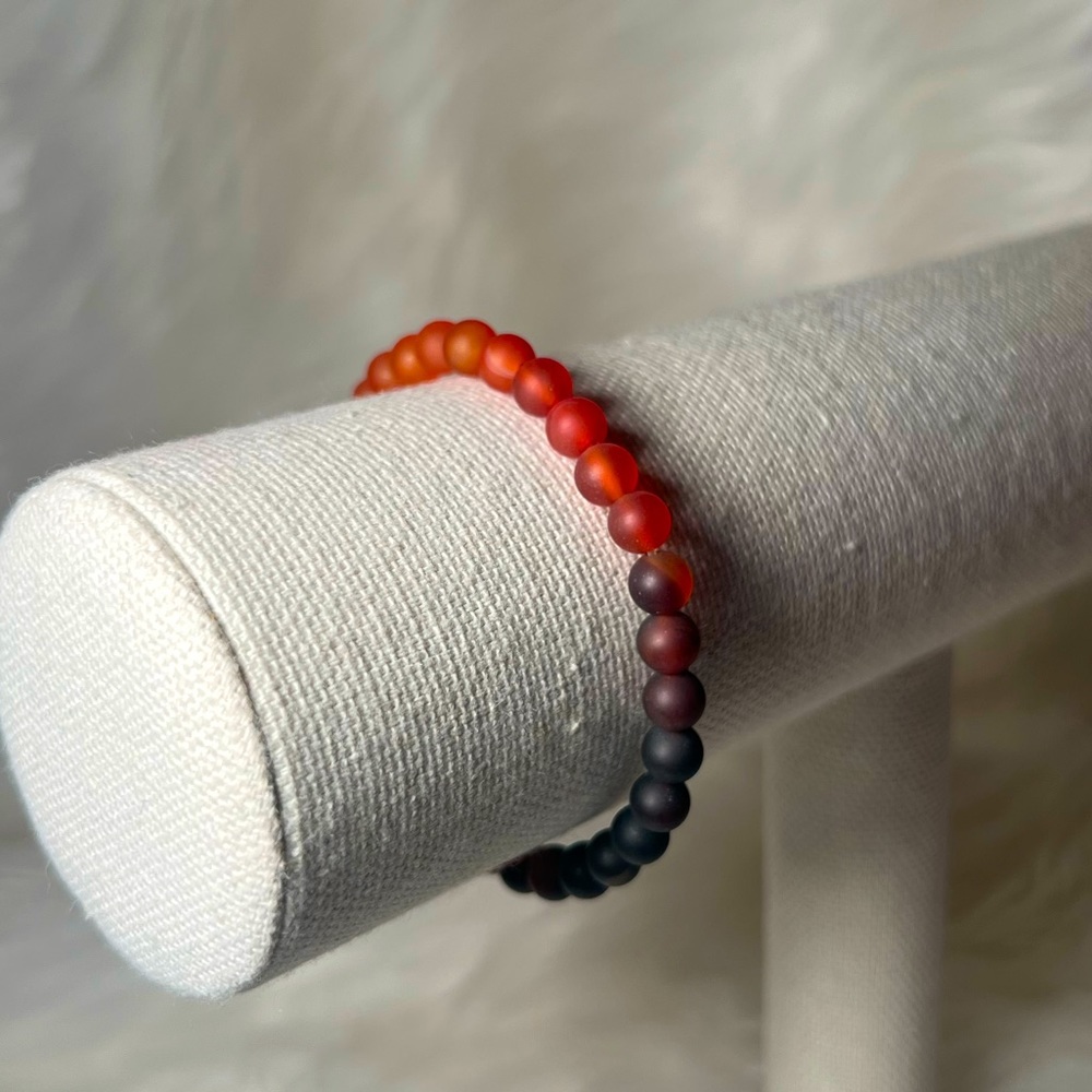 Black to Orange Moody Beaded Stretch Bracelet